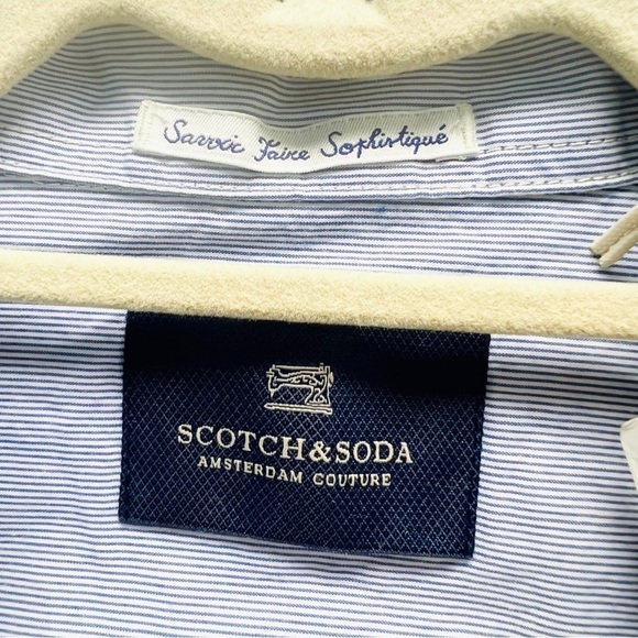 Scotch & Soda Blue Striped Button Up Long Fit Shirt - Picture 4 of 13